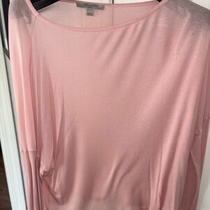 All Saints Pink Relaxed Blouse with Long Sleeves